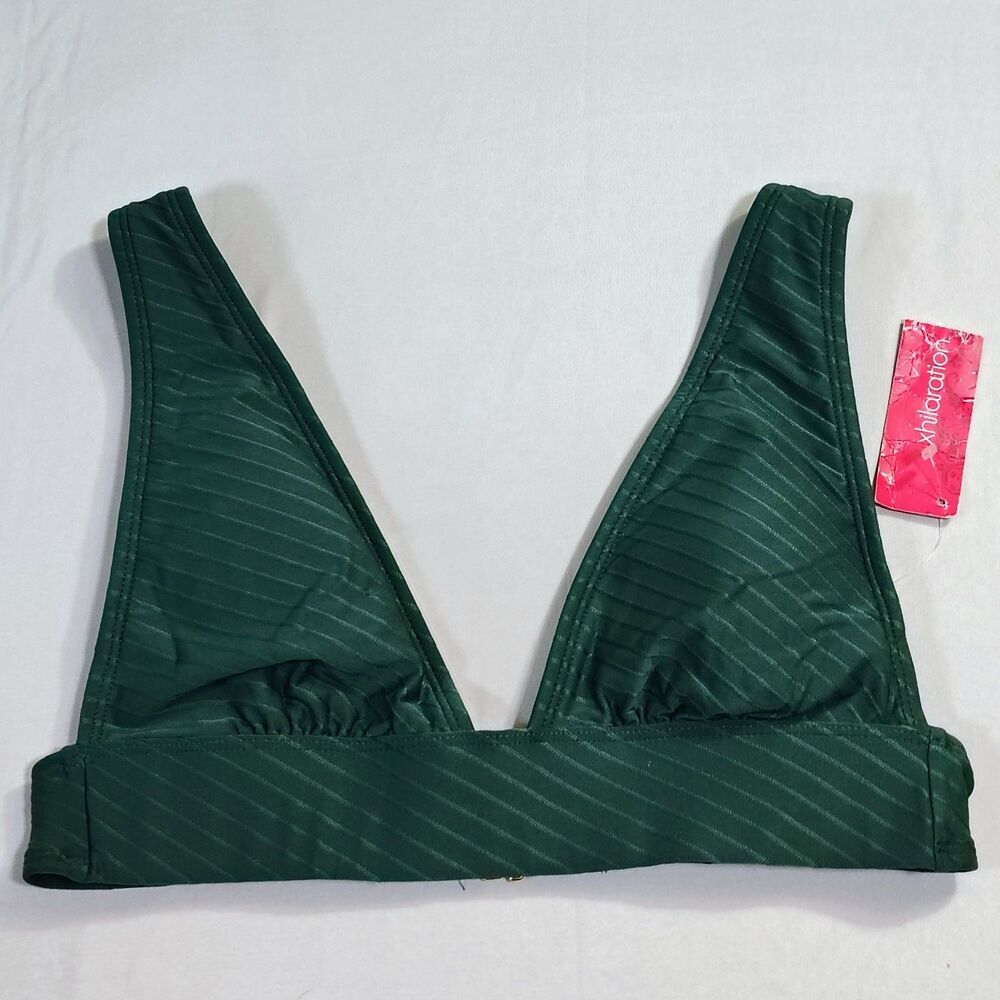 NEW Xhilaration Bikini Top Textured Tall Triangle Hunter Green Sz M Adjustable
